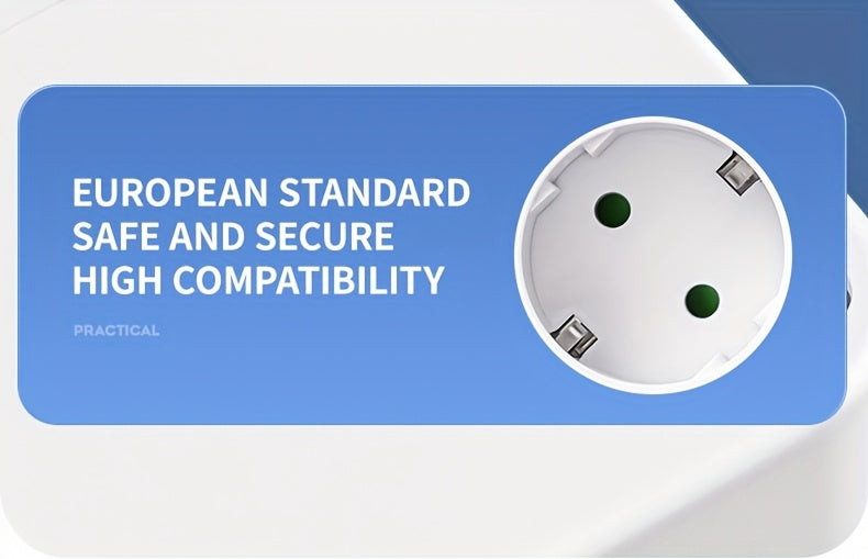EU Plug Converter Socket with 5 Outlets, Multi-Port Wall Socket with Independent Switch and Small Night Light Adapter