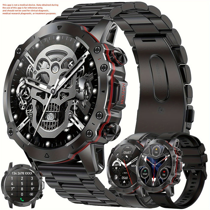 1pc Men's Smart Watch with Call Function, 3.61cm HD Display, Fitness Tracker, Sleep & Calorie Monitor, Wireless, Multi-Sport Modes, USB Rechargeable, Metal Bezel & Dual/Silicone Straps, Android Compatible, Smart Watch for And