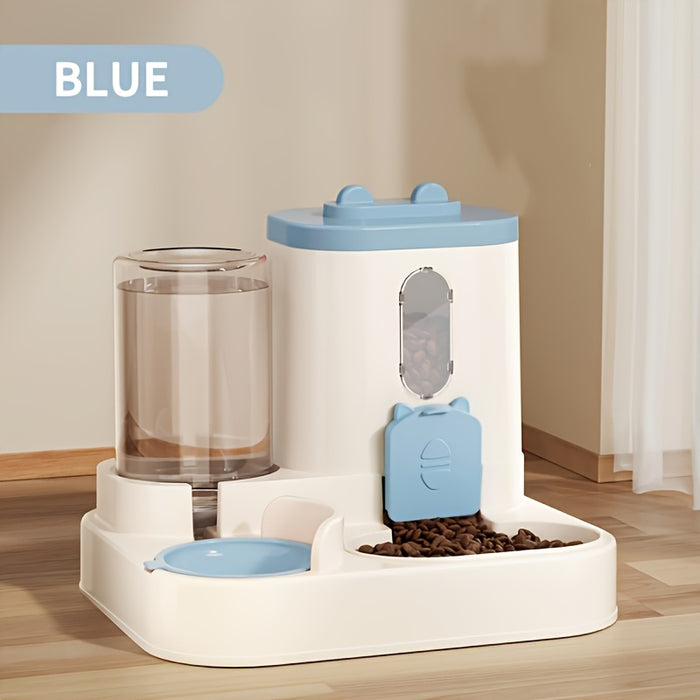 1 Set of 2-in-1 Cat Food Feeding and Watering Device, Integrating Food and Water. Cute appearance, fully automatic operation, but does not require electricity. No wireless or battery required, reasonable size, excellent mater