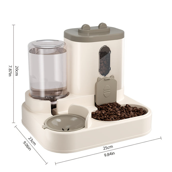1 Set of 2-in-1 Cat Food Feeding and Watering Device, Integrating Food and Water. Cute appearance, fully automatic operation, but does not require electricity. No wireless or battery required, reasonable size, excellent mater