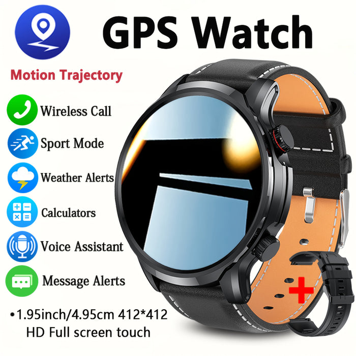 2025 New GPS Tracking Smartwatch, 1, 95-inch HD Large Screen, 500mAh Large Capacity Battery, Built-in 5, 2/3, 0 Dual Wireless Chip, Supports Wireless Calling, Multiple Sports Modes, Suitable for iPhone and Android, Zinc Alloy