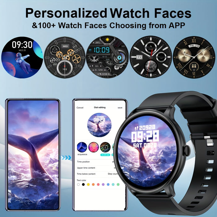 2025 Latest Round Smartwatch with Answer/Dial Features, Message Notifications, Pedometer, Calorie Tracker, Multiple Sports Modes, Alarm, Calculator, And Timer, Featuring a Silicagel Strap And Digital Display, Suitable for And