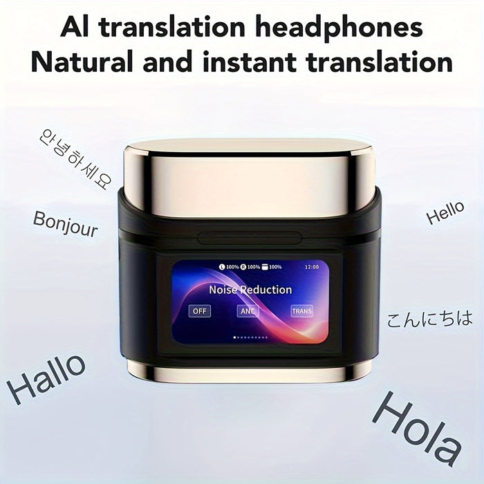 2025 new AI real-time translation Bluetooth headset, Smart LCD Touch Screen, ANC ENC Wireless Tws Earphones Noise Cancellation Headphone Digital Display Touch Screen Bluetooth Earbuds
