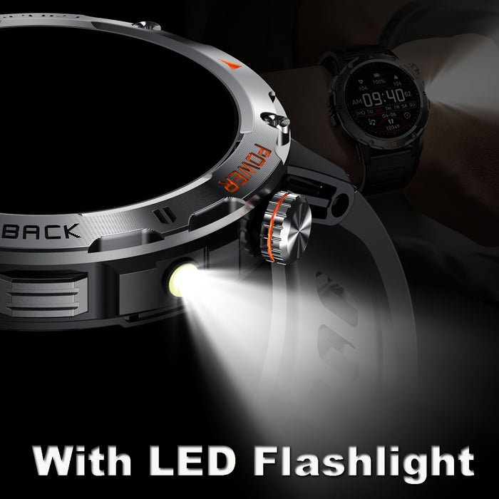 COIUSOR smartwatch features a 1.53-inch high-definition display, voice calls, real-time information synchronization with mobile phones, an LED flashlight, a compass, a 400mAh rechargeable battery, multiple sports modes, one-c