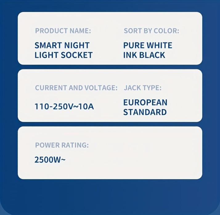 EU Plug Converter Socket with 5 Outlets, Multi-Port Wall Socket with Independent Switch and Small Night Light Adapter