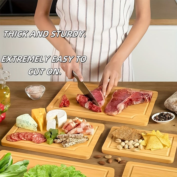 3pcs Bamboo Cutting Board Set, Wooden Thick Multipurpose Chopping Boards for Meat, Vegetables, Fruits, ldeal for Christmas, HalloweenThanksgiving, Valentine's, Mother's Day