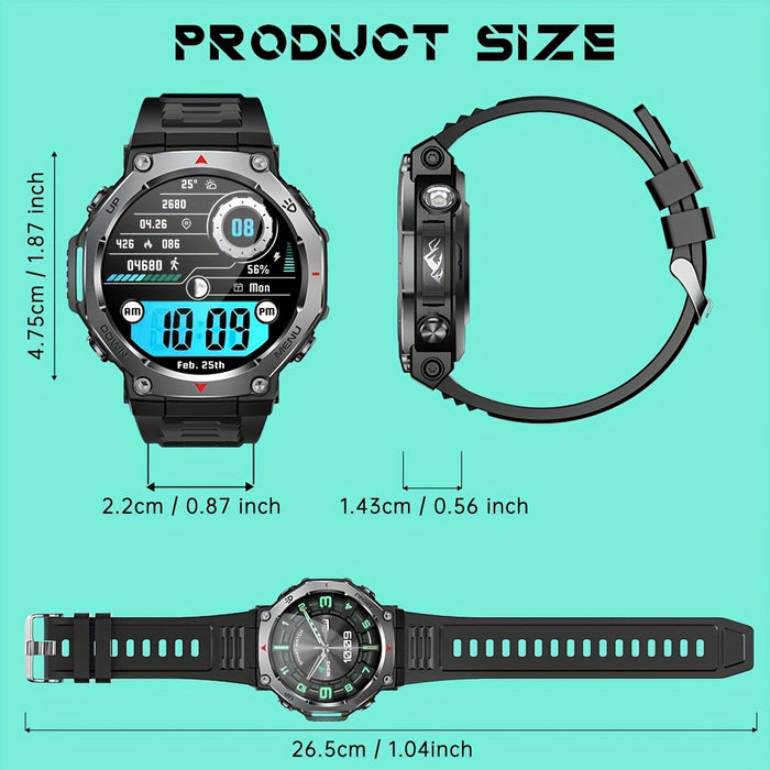 1.43" AMOLED Smartwatch - HD Resolution, 466 * 466 Pixels, 525mAh, High Quality, 5ATM, Multi-Sport Tracker, Music & Call Functionality, Supports Swimming And Diving Up to 50 meters, LED Flashlight Smart Watch for iPhone & for