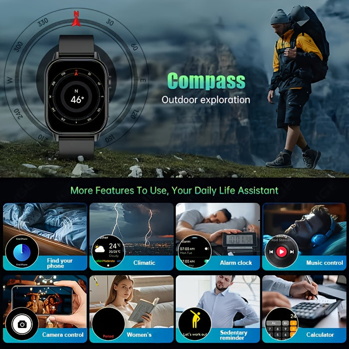 DAORKOW GPS Smartwatch - Waterproof, Stainless Steel Band, 5.11cm HD Display, 170+ Sports Modes, & Step Tracking, Wireless Calls, USB Charging, 420mAh Battery, Unisex Design - Perfect for Valentine's Day, Mother's Day, Women'