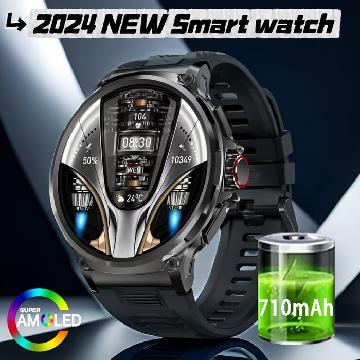 2024 New Smartwatch with 4.7cm HD Touch Screen, 710mAh Long Battery Life, 100+ Sports Modes, Wireless Compatible for Android/iPhone, Wireless Calls & Messages, Pedometer, Silicone Strap, USB Charging - Fitness Tracker for Out