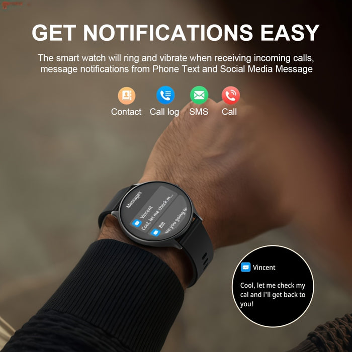 2025 Latest Round Smartwatch with Answer/Dial Features, Message Notifications, Pedometer, Calorie Tracker, Multiple Sports Modes, Alarm, Calculator, And Timer, Featuring a Silicagel Strap And Digital Display, Suitable for And