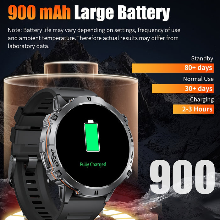 LIGE Men'S Smartwatch with 4.39cm AMOLED Touch Screen, Battery, IPX8, Wireless Calls, Music Playback, Camera Control, 110+ Sports Modes, Silicone Strap - Black, Compatible with for iphone/Android, Perfect Gift, Smart Watch fo