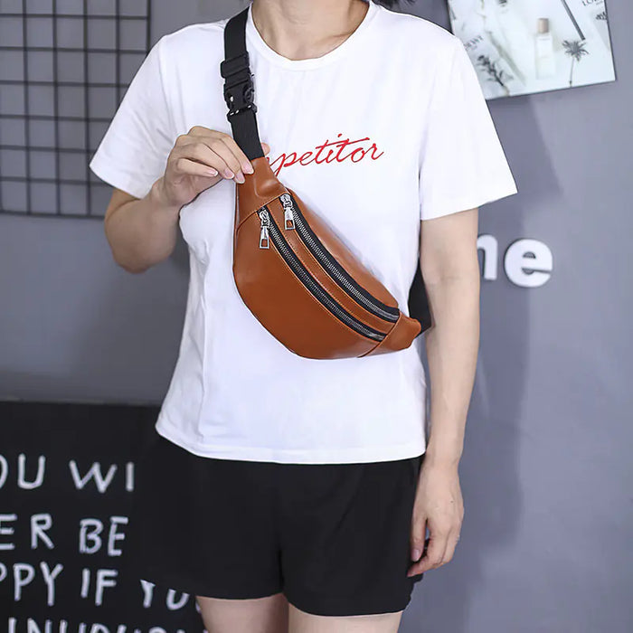 Unisex Chic PU Leather Waist Pouch