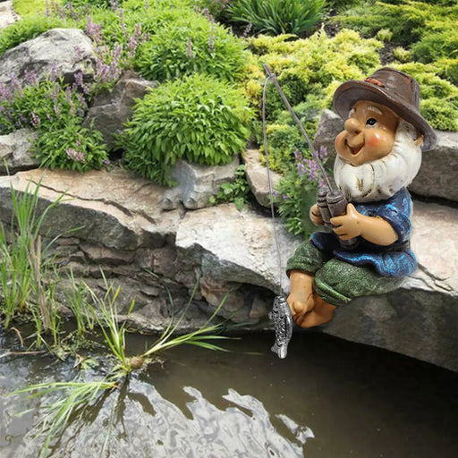 Cheeky Fishing Gnome Garden Statue